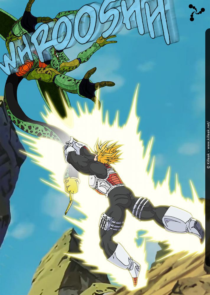 Trunks affronte Cell dans un combat à sens unique, le Saiyan dominant le monstre sur tous les plans ! – « Trunks du futur contre Cell première forme - montage » – Trunks, revenu plus fort dans son futur, fait face à Cell première forme, et le domine sur tous les plans... – mots associés : cell, combat, dragon ball z, trunks