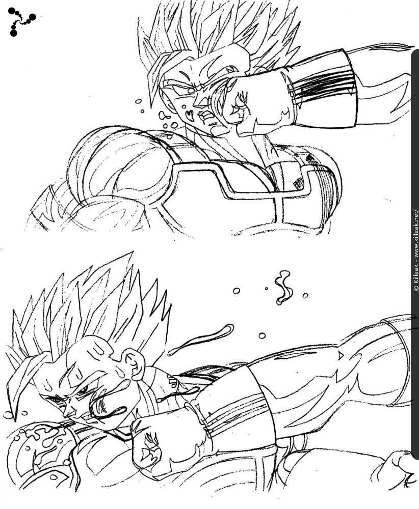 « [draft] Son Gohan attaqué par Trunks, dont le corps est possédé par Buu » – mots associés : dragon ball z, son gohan, trunks