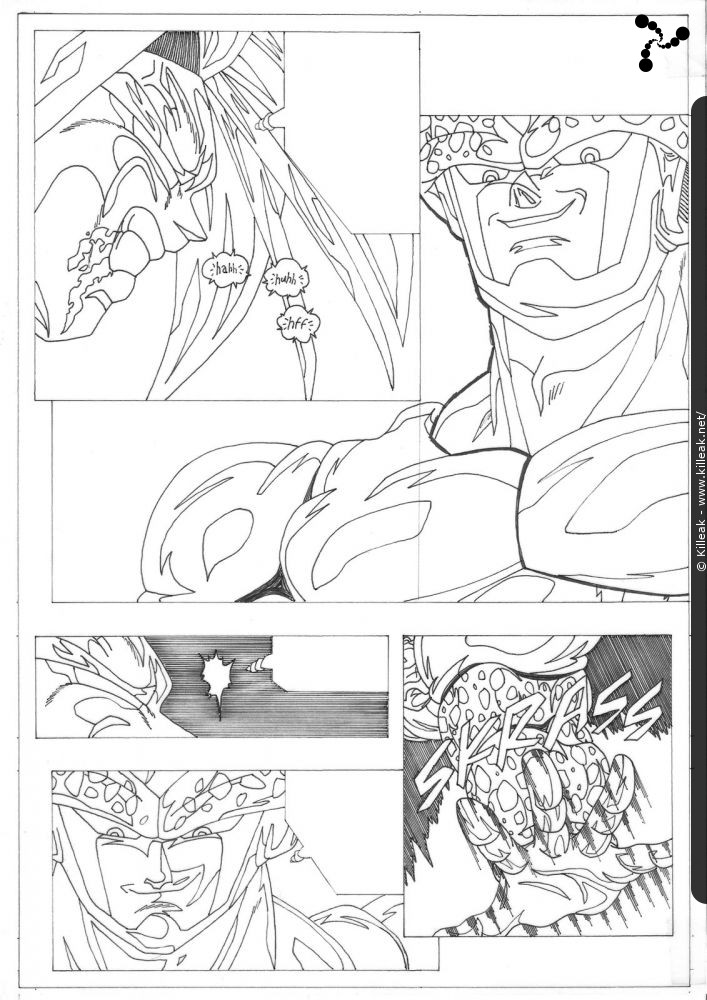 La fameuse planche manquante... retrouvée ! — « Trunks vs Cell, version 1998 (!) - feuillet 06 » — mots associés : dbz, dragon ball z, trunks