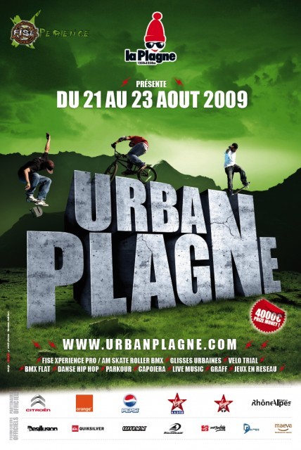 Visuel de l'édition 2009 de l'Urban Plagne Summer. – « Urban Plagne 2009 version Été » – mots associés : la plagne, urban plagne